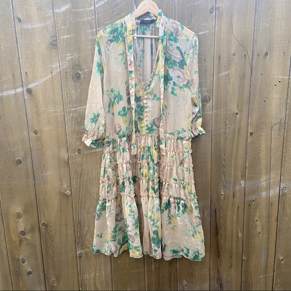 O.P.T Floral Print Tiered Midi Dress 🌿 XS - Picture 7 of 12